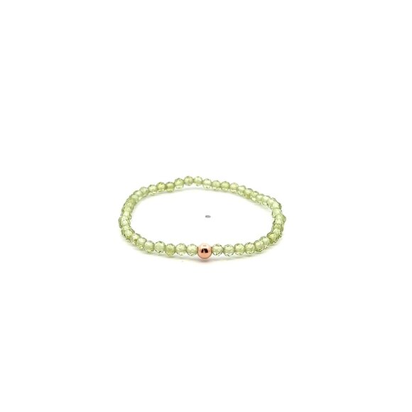 RAFANTHIA Jewelry - Natural Peridot Gemstone Mini 3mm 18K Rose Gold Charm Bead August Birthstone